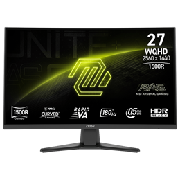 27" MSI MAG 275CQF monitor (Rapid VA, 2560x1440, 180Hz, 0,5ms, ívelt 1500R, 2xHDMI, DP, USB-C, fekete)
