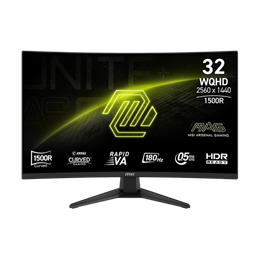 31,5" MSI MAG 321CQF E18 monitor (Rapid VA, 2560x1440, 180Hz, DP, 2x HDMI, USB-C, ívelt, fekete)