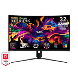 31,5" MSI MAG 321CUP monitor (QD-OLED, UHD 3840x2160, 165Hz, 0,03ms, DP+HDMI+USB-C, 1700R, fekete)