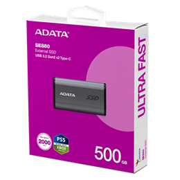 500 GB ADATA SE880 Elite külső SSD (USB 3.2, Type-C, szürke)