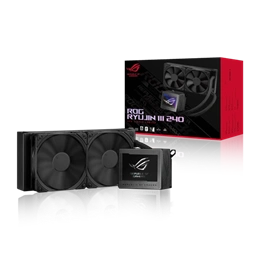 ASUS ROG Ryujin III 240 vízhűtés (3,5" LCD, 2x 120 mm, 450-2000 rpm, 29,7 dBA, PWM, Asetek szivattyú max. 3800 rpm, LGA