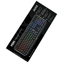 AVAX FS01 Full size vezetékes mechanikus gamer billentyűzet (magyar kiosztás, Outemu piros, RGB, USB Type-C, 1,8 m, feke