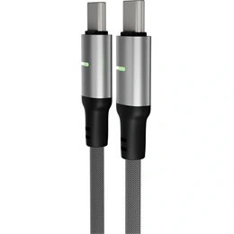 AVAX STEELY LED USB-C gyorstöltő- és adatkábel (USB-C - USB-C, 60W, fonott, LED csík, Battery Protection, 3 m, fekete)