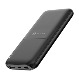 Alcor SC10000AC vésztöltő (10000 mAh, 24 W, USB-C, USB-A, Micro USB, fekete)