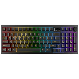Avax GM03 Pro vezeték nélküli 98%-os mechanikus gamer billentyűzet (fekete, tri-mode, Gateron sárga, magyar kiosztás)
