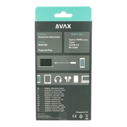 Avax HB611 Connect+ 5in1 Type-C hub (HDMI 4K/60Hz, Type-C bemenet, 2x USB 3.0, PD 100W)