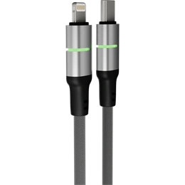 Avax STEELY LED Lightning gyorstöltő kábel (USB-C - Lightning, 27W PD, 3 m, fonott, gyors adatátvitel, Battery Protectio