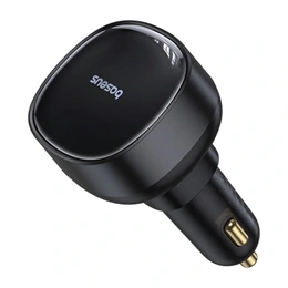 Baseus Enjoyment Pro autós töltő (60W, 1× USB Type-A, kihúzható USB Type-C kábel 70 cm, PD 3.0, fekete)