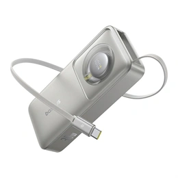 Baseus Free2Pull vésztöltő type-c aljzat (10000 mAh, 30 W, PD gyorstöltő, beépített type-c kábel, digitális kijelző, szü