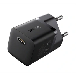 Baseus GaN5 Mini 1C hálózati töltő type-c aljzat (25W, PD gyorstöltő, fekete)