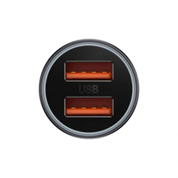 Baseus Golden Contactor Max autós gyorstöltő (60W, 2×USB Type-A, LED háttérvilágítás, szürke)