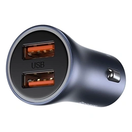 Baseus Golden Contactor Pro autós töltő 2×USB Type-A (40 W, PD/QC gyorstöltés, tartozék 100 W USB Type-C ,1 m, szürke)