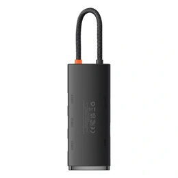Baseus Lite 5-Port USB Type-C hub (HDMI 4K@30Hz, 3×USB-A 3.0, USB-C PD 100W, 25 cm, fekete)