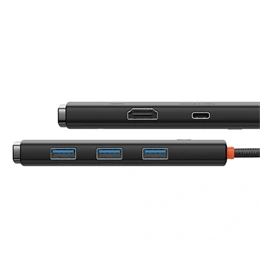 Baseus Lite 5-Port USB Type-C hub (HDMI 4K@30Hz, 3×USB-A 3.0, USB-C PD 100W, 25 cm, fekete)