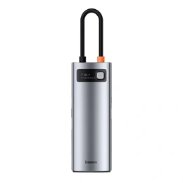 Baseus Metal Gleam 7in1 USB Type-C hub (1×HDMI 4K@30Hz, 2×USB-A 3.0, 1×USB-C PD 100 W, 1×USB-C adatport, SD, microSD, 17