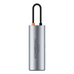 Baseus Metal Gleam Type-C hub 7in1 (1×HDMI 4K@60Hz, 3xUSB-A 3.0 (5 Gbps), 1xUSB-C PD 100W, SD, microSD, 17 cm szürke)