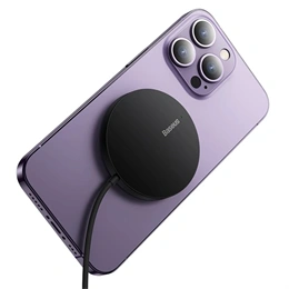 Baseus Simple Mini3 vezeték nélküli töltő (15W, mágneses, Qi2, USB Type-C bemenet, 120 cm kábel, fekete)