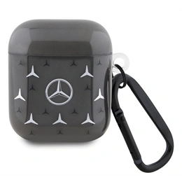 CG Mobile Mercedes-Benz Case Star Pattern szilikon tok Apple AirPods 1/2 (karabíner, MagSafe, fekete)