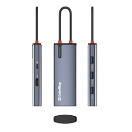 ColorWay CW-HUB01 USB-C 5 az 1-ben dokkoló (HDMI 4K 30Hz, USB-C PD 100W, 3x USB A 3.0, sötétszürke)