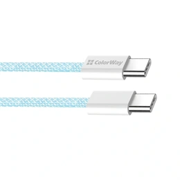 Colorway USB-C adat- és töltőkábel (C dugó / C dugó, PD 60W, 1 m, fonott nejlon, kék)