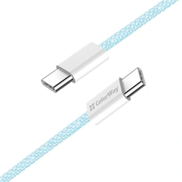 Colorway USB-C adat- és töltőkábel (C dugó / C dugó, PD 60W, 1 m, fonott nejlon, kék)