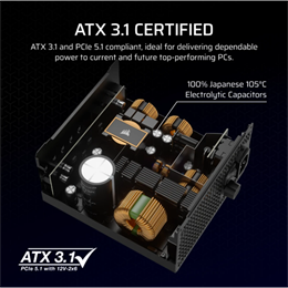 Corsair RM1000x tápegység (1000 W, 80+ Gold, moduláris, ATX 3.1, 14 cm ventilátor)