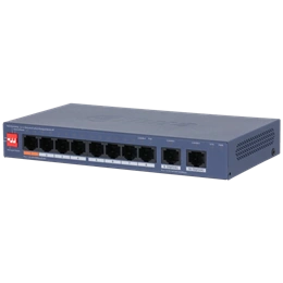 Dahua CS4010-8ET2GT-60 8-port PoE Switch (felhőmenedzsment, 8x 10/100 Mbps PoE, 2x 1 Gbps uplink, 60W)