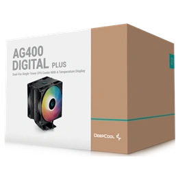 DeepCool AG400 Digital Plus processzor hűtő (120 mm, PWM, 500-2100 RPM, hidrodinamikus csapágy, címezhető RGB, fekete)