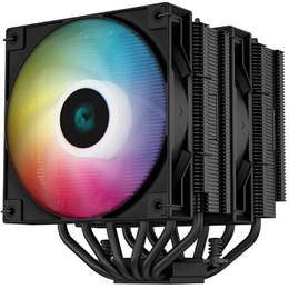 DeepCool AG620 BK ARGB CPU hűtő (2x120 mm ventilátor, PWM, max 1850 rpm, 29,4 dBA, hidraulikus csapágy, fekete)