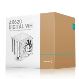 DeepCool AK620 Digital processzor hűtő (120 mm, 1850 rpm, 28 dB, FDB, RGB, digitális kijelző, fehér)