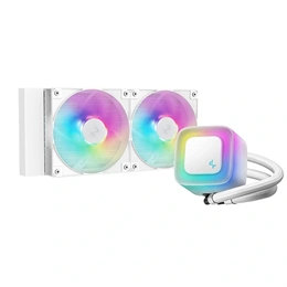 DeepCool LE240 WH V2 vízhűtés (240 mm, 2x120 mm, 500-2100 RPM, max 31,6 dBA, LED, fehér)