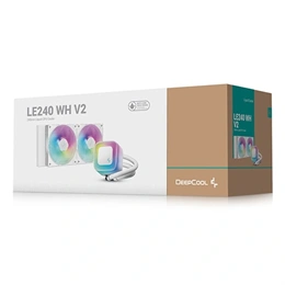 DeepCool LE240 WH V2 vízhűtés (240 mm, 2x120 mm, 500-2100 RPM, max 31,6 dBA, LED, fehér)