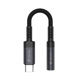 Devia EC608 audió adapter kábel (3,5 mm jack aljzat - Type-C, 12 cm, fekete)