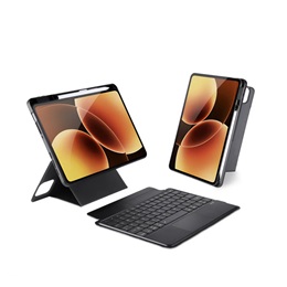 Dux Ducis Bluetooth billentyűzet touchpaddal (Type-C aljzat, mágneses, asztali tartó, QWERTY, fekete)