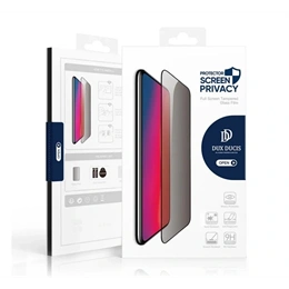 Dux Ducis Privacy képernyővédő üveg (2.5D, teljes felületű ragasztás, betekintés védelem, 0.33mm, 9H, fekete)