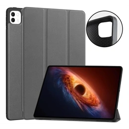Gigapack tok álló (PU bőr hatású, aktív flip, oldalra nyíló, trifold, asztali tartó, mikroszálas bélés, sötétszürke)