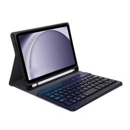 Gigapack tok álló (bőr hatású, flip, bluetooth billentyűzet, asztali tartó, QWERTY, angol nyelvű, ceruzatartó, fekete)