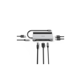 HAMA 00200143 USB hub (3x USB 3.1, 2x USB-C, HDMI 4K, Gigabit LAN, PD, alumínium ház)