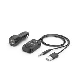 HAMA 14167 Bluetooth kihangosító (AUX-in, Bluetooth 5.1, beépített mikrofon, 1 m kábel, 12 V USB-töltő, fekete)