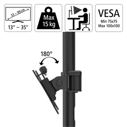 Hama 118494 dupla monitorkar (full motion, 2x 13-35", VESA 75x75, 100x100, max 15 kg/kar, fekete)