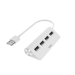 Hama 200120 USB hub (4xUSB-A, USB 2.0, bus-powered, fehér)