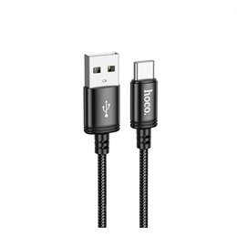 Hoco X89 adatkábel (USB - Type-C, 3A, gyorstöltő, cipőfűző, 200cm, fekete)