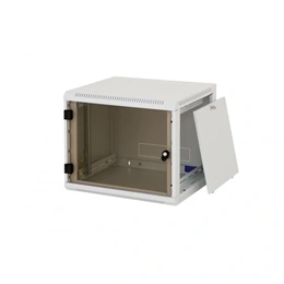 Keline Fali rack szekrény 9U 19" 600x595 mm (levehető, zárható oldalfalak, edzett füstüveg ajtó, IP30, előkészített káb