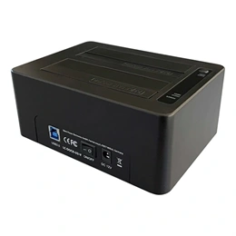 LC Power LC-DOCK-U3-V HDD/SSD dokkoló (USB 3.2 Gen1 Type-B, 2,5"/3,5" SATA, UASP, AC adapter mellékelve, USB kábel, feke