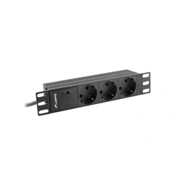 Lanberg 10" 1U PDU/elosztósor (3x Schuko aljzat, 2 m, 16A, fekete)