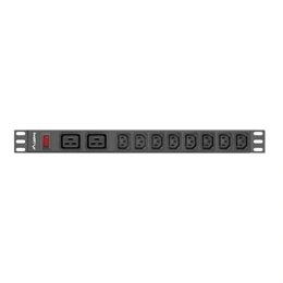 Lanberg 19" 1U PDU (16 A, 2 m kábel, 10 aljzat, 2x C19, 8x IEC C13, fekete)
