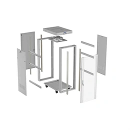 Lanberg 19" 32U szabadon álló rackszekrény (600x800 mm, üvegajtó, lapraszerelt, LCD kijelző, szürke)