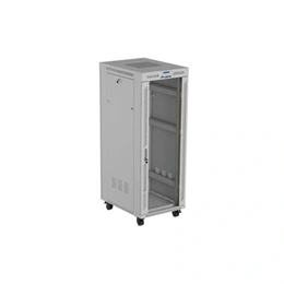 Lanberg 19" 32U szabadon álló rackszekrény (600x800 mm, üvegajtó, lapraszerelt, LCD kijelző, szürke)