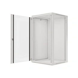 Lanberg 19" fali rackszekrény 22U (600x600, 529.5 mm mély, üvegajtó, lapraszerelt, szürke)