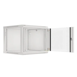 Lanberg 19" fali rackszekrény 9U (600x600, lapraszerelt, 600mm mély, edzett üveg, szürke)